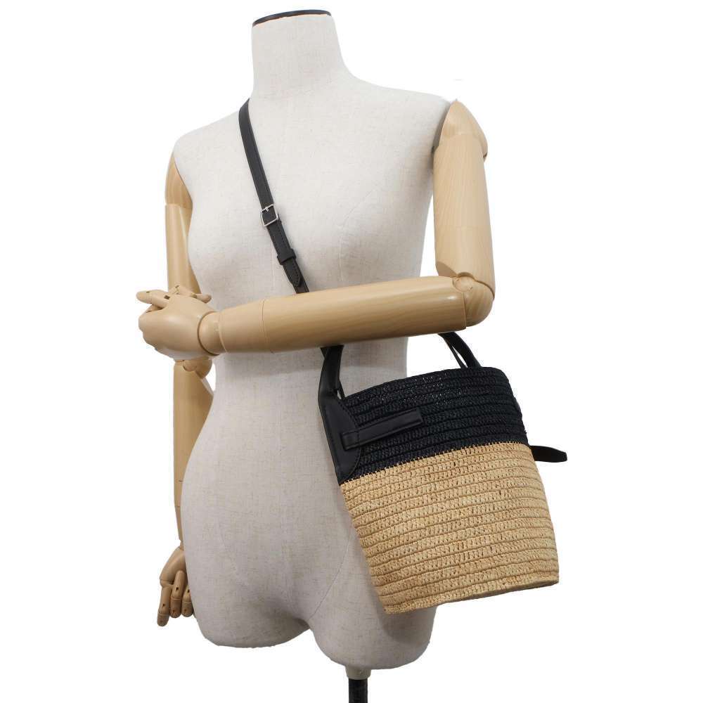 Celine handbag bag bucket raffia shoulder black basket - Picture 5 of 8